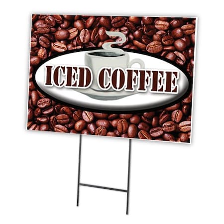 Signmission Iced Coffee Yard Sign & Stake outdoor plastic coroplast window, C-1216 Iced Coffee C-1216 Iced Coffee